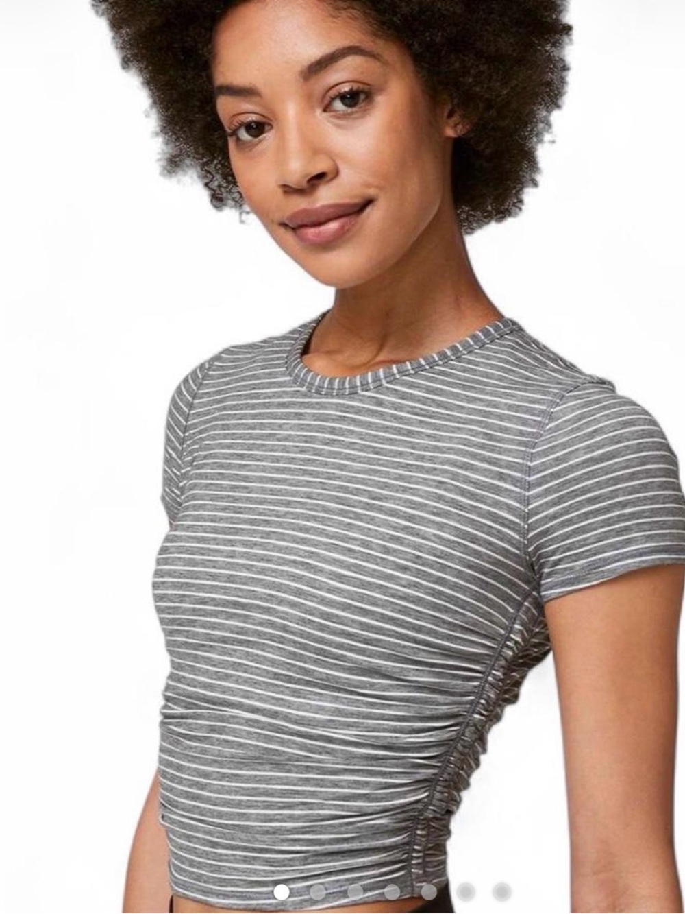 lululemon All It Takes Modern Striped Heathered Crop Top Size 8 - Picture 2 of 5